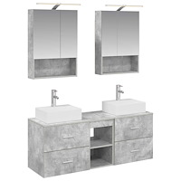 vidaXL Badrumsmöbelset 5 pcs Betonggrå Konstruerat trä och glas