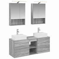 vidaXL Badrumsmöbelset 5 pcs Grå Sonoma Konstruerat trä och glas