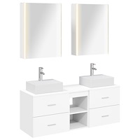 vidaXL Badrumsmöbelset 5 pcs Vit Konstruerat trä och glas