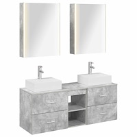 vidaXL Badrumsmöbelset 5 pcs Betonggrå Konstruerat trä och glas