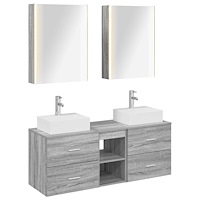 vidaXL Badrumsmöbelset 5 pcs Grå Sonoma Konstruerat trä och glas