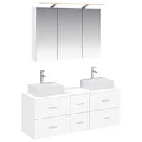 vidaXL Badrumsmöbelset 4 pcs Vit Konstruerat trä och glas