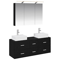 vidaXL Badrumsmöbelset 4 pcs Svart ek Konstruerat trä och glas