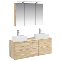 vidaXL Badrumsmöbelset 4 pcs Sonoma-ek Konstruerat trä och glas