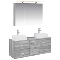 vidaXL Badrumsmöbelset 4 pcs Grå Sonoma Konstruerat trä och glas