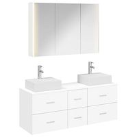 vidaXL Badrumsmöbelset 4 pcs Vit Konstruerat trä och glas