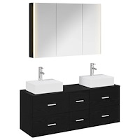 vidaXL Badrumsmöbelset 4 pcs Svart ek Konstruerat trä och glas