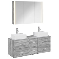 vidaXL Badrumsmöbelset 4 pcs Grå Sonoma Konstruerat trä och glas