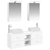 vidaXL Badrumsmöbelset 5 pcs Vit Konstruerat trä och glas