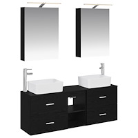 vidaXL Badrumsmöbelset 5 pcs Svart ek Konstruerat trä och glas