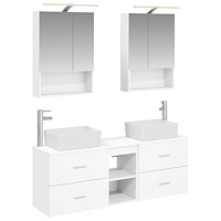 vidaXL Badrumsmöbelset 5 pcs Vit Konstruerat trä och glas