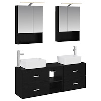 vidaXL Badrumsmöbelset 5 pcs Svart ek Konstruerat trä och glas