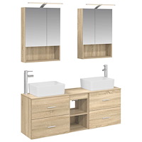 vidaXL Badrumsmöbelset 5 pcs Sonoma-ek Konstruerat trä och glas