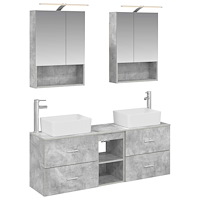 vidaXL Badrumsmöbelset 5 pcs Betonggrå Konstruerat trä och glas