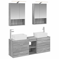 vidaXL Badrumsmöbelset 5 pcs Grå Sonoma Konstruerat trä och glas