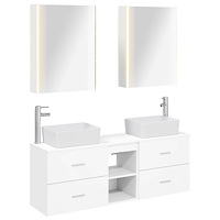 vidaXL Badrumsmöbelset 5 pcs Vit Konstruerat trä och glas