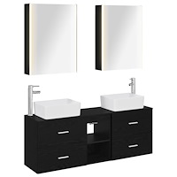 vidaXL Badrumsmöbelset 5 pcs Svart ek Konstruerat trä och glas