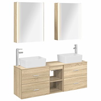 vidaXL Badrumsmöbelset 5 pcs Sonoma-ek Konstruerat trä och glas