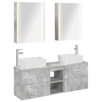 vidaXL Badrumsmöbelset 5 pcs Betonggrå Konstruerat trä och glas