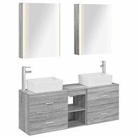 vidaXL Badrumsmöbelset 5 pcs Grå Sonoma Konstruerat trä och glas