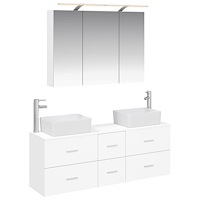 vidaXL Badrumsmöbelset 4 pcs Vit Konstruerat trä och glas