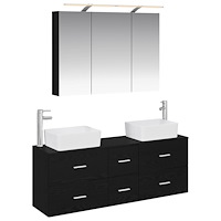 vidaXL Badrumsmöbelset 4 pcs Svart ek Konstruerat trä och glas