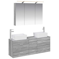 vidaXL Badrumsmöbelset 4 pcs Grå Sonoma Konstruerat trä och glas