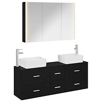 vidaXL Badrumsmöbelset 4 pcs Svart ek Konstruerat trä och glas