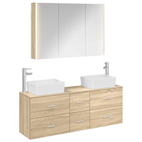 vidaXL Badrumsmöbelset 4 pcs Sonoma-ek Konstruerat trä och glas
