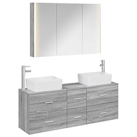 vidaXL Badrumsmöbelset 4 pcs Grå Sonoma Konstruerat trä och glas