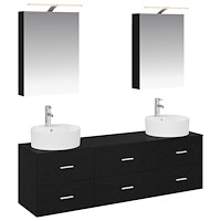 vidaXL Badrumsmöbelset 5 pcs Svart ek Konstruerat trä och glas