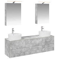 vidaXL Badrumsmöbelset 5 pcs Betonggrå Konstruerat trä och glas