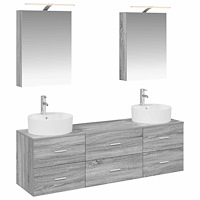 vidaXL Badrumsmöbelset 5 pcs Grå Sonoma Konstruerat trä och glas