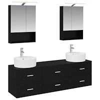 vidaXL Badrumsmöbelset 5 pcs Svart ek Konstruerat trä och glas