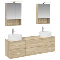 vidaXL Badrumsmöbelset 5 pcs Sonoma-ek Konstruerat trä och glas