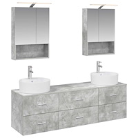 vidaXL Badrumsmöbelset 5 pcs Betonggrå Konstruerat trä och glas