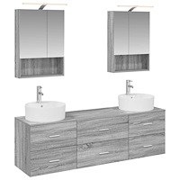 vidaXL Badrumsmöbelset 5 pcs Grå Sonoma Konstruerat trä och glas