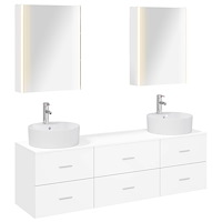 vidaXL Badrumsmöbelset 5 pcs Vit Konstruerat trä och glas