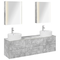 vidaXL Badrumsmöbelset 5 pcs Betonggrå Konstruerat trä och glas