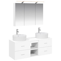 vidaXL Badrumsmöbelset 4 pcs Vit Konstruerat trä och glas