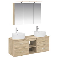 vidaXL Badrumsmöbelset 4 pcs Sonoma-ek Konstruerat trä och glas