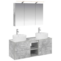 vidaXL Badrumsmöbelset 4 pcs Betonggrå Konstruerat trä och glas