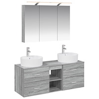 vidaXL Badrumsmöbelset 4 pcs Grå Sonoma Konstruerat trä och glas