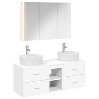 vidaXL Badrumsmöbelset 4 pcs Vit Konstruerat trä och glas