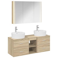 vidaXL Badrumsmöbelset 4 pcs Sonoma-ek Konstruerat trä och glas