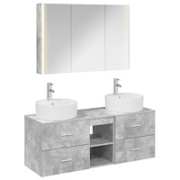 vidaXL Badrumsmöbelset 4 pcs Betonggrå Konstruerat trä och glas