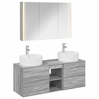 vidaXL Badrumsmöbelset 4 pcs Grå Sonoma Konstruerat trä och glas