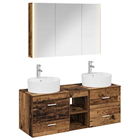 vidaXL Badrumsmöbelset 4 pcs Gammalt trä Konstruerat trä och glas