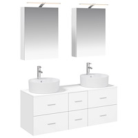 vidaXL Badrumsmöbelset 5 pcs Vit Konstruerat trä och glas