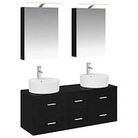 vidaXL Badrumsmöbelset 5 pcs Svart ek Konstruerat trä och glas